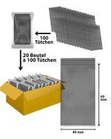 DRB300 Druckverschlussbeutel 40 x 60mm, Schwarz , 90µm
