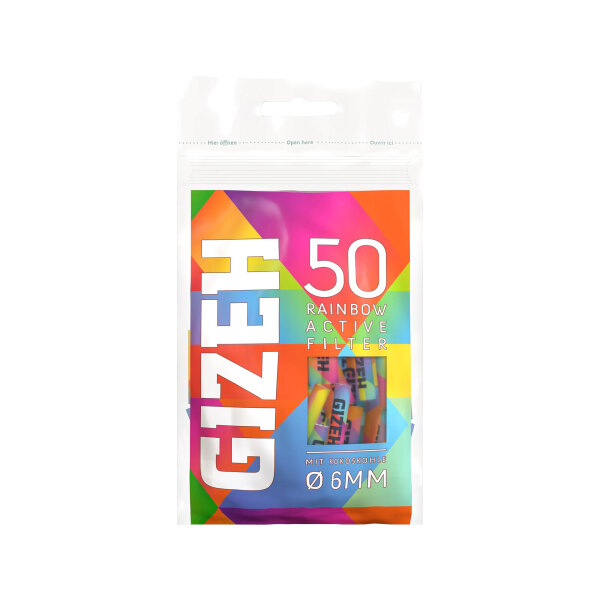 Gizeh Rainbow Active Filter 6mm 10x 50er Beutel