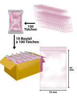 DRB301 Druckverschlussbeutel 55 x 65mm, Pink , 90µm