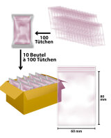 DRB302 Druckverschlussbeutel 60 x 80mm, Pink , 90µm