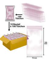 DRB305 Druckverschlussbeutel 70 x 100mm, Pink, 90µm